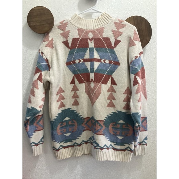 The Unbranded Brand Sweaters - Vintage 90s Aztec Print Tribal Knit Pastel Southwestern Mock Neck Sweater Large
